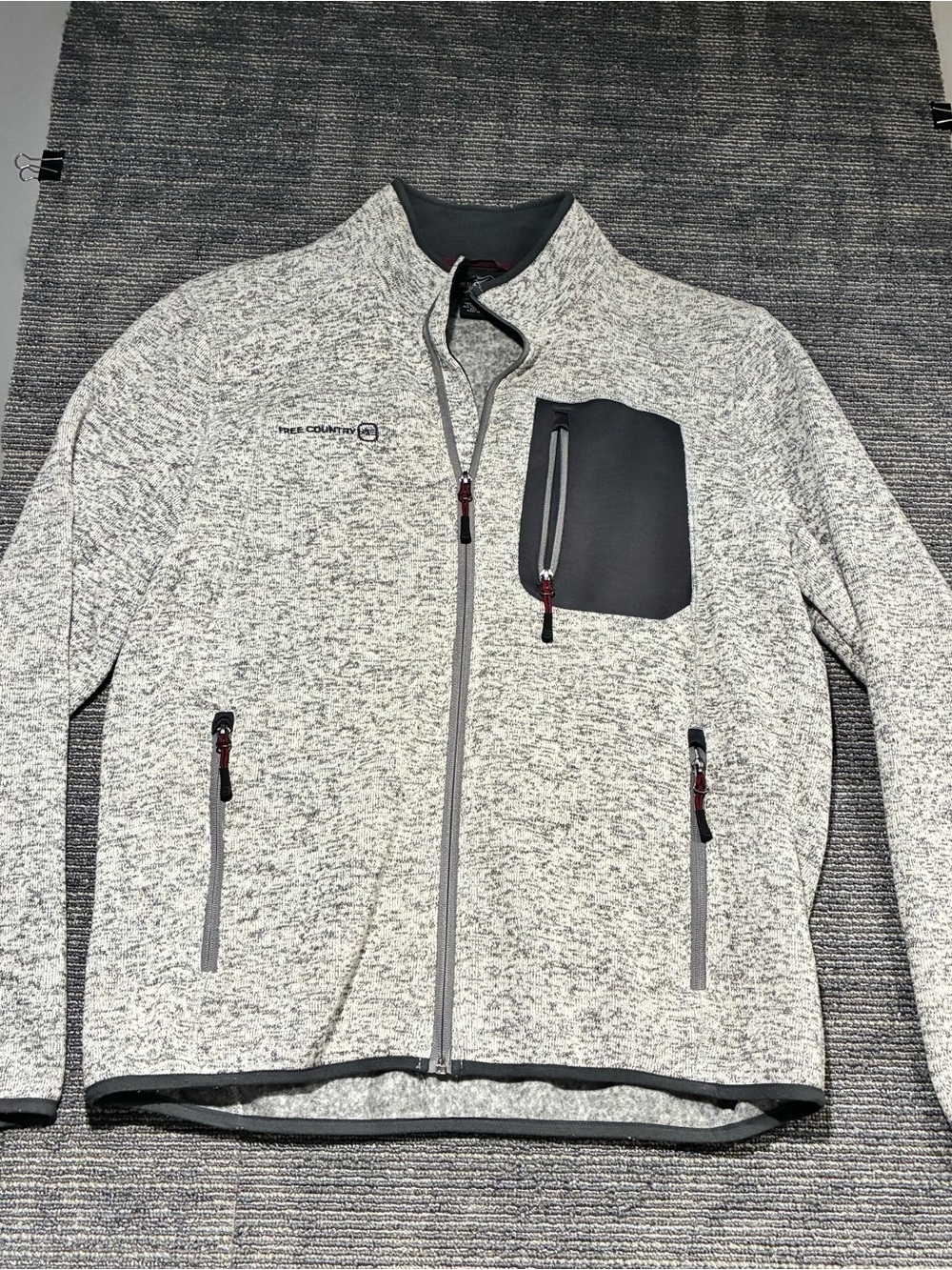 Free Country Men's Light Heather Gray Full-Zip Performance Jacket Sz L